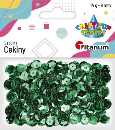 Cekiny Craft-Fun Series okrągłe 9mm zielone 14g Titanum (268301) Cekiny Craft-Fun Series okrągłe 9mm zielone 14g Titanum (268301)