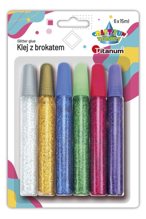 Klej w płynie Craft-Fun Series z brokatem 6 kolorów 15,5ml Titanum Klej w płynie Craft-Fun Series z brokatem 6 kolorów 15,5ml Titanum