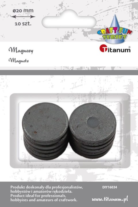Magnes Craft-Fun Series czarny śr. 20mm Titanum (DIY16034) 10 sztuk Magnes Craft-Fun Series czarny śr. 20mm Titanum (DIY16034) 10 sztuk
