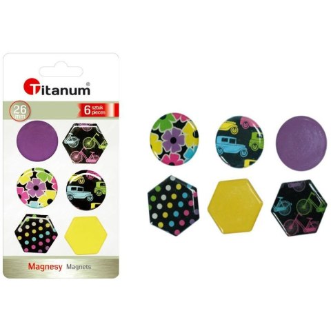 Magnes okrągłe, sześciokątne mix [mm:] 26 Titanum (4357-2) 6 sztuk
