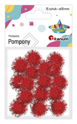 Pompony Craft-Fun Series brokatowe czerwone 15 szt Titanum (338529)