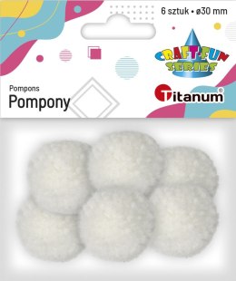 Pompony Craft-Fun Series pastelowe białe 6 szt Titanum (DIY19308)