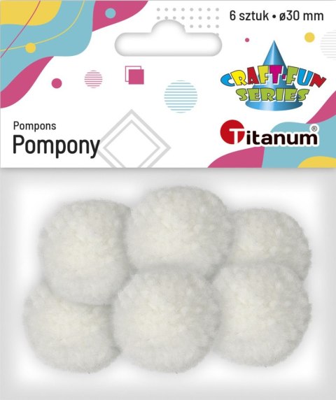 Pompony Craft-Fun Series pastelowe białe 6 szt Titanum (DIY19308)