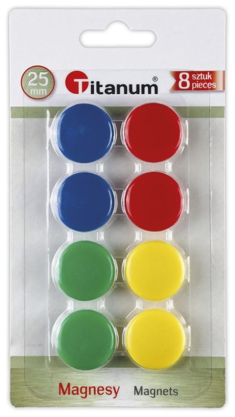 Magnes okrągłe 25 mm mix śr. 25mm Titanum 8 sztuk Magnes okrągłe 25 mm mix śr. 25mm Titanum 8 sztuk