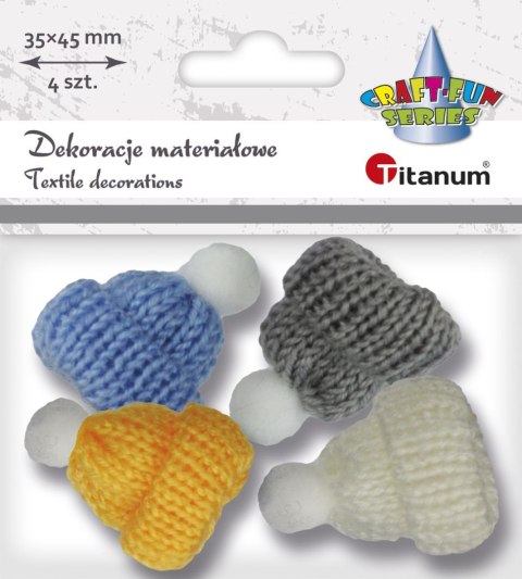 Ozdoba materiałowa Craft-Fun Series czapeczki włóczkowe z pomponem Titanum (YW-002) Ozdoba materiałowa Craft-Fun Series czapeczki włóczkowe z pomponem Titanum (YW-002)