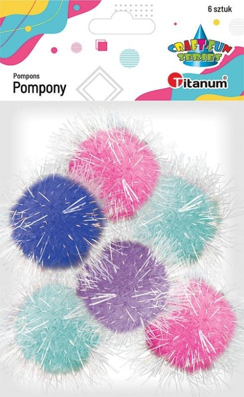 Pompony Craft-Fun Series Brokatowane mix 6 szt Titanum (20TH1020-19) Pompony Craft-Fun Series Brokatowane mix 6 szt Titanum (20TH1020-19)