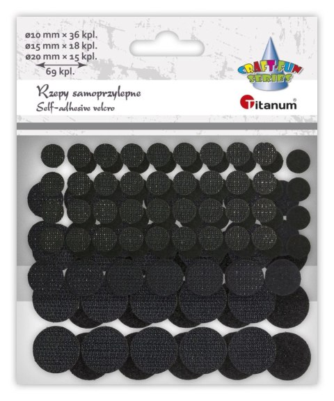 Rzepy Craft-Fun Series samoprzylepne czarne 3 rozmiary 69 szt Titanum (5903714546008) Rzepy Craft-Fun Series samoprzylepne czarne 3 rozmiary 69 szt Titanum (5903714546008)