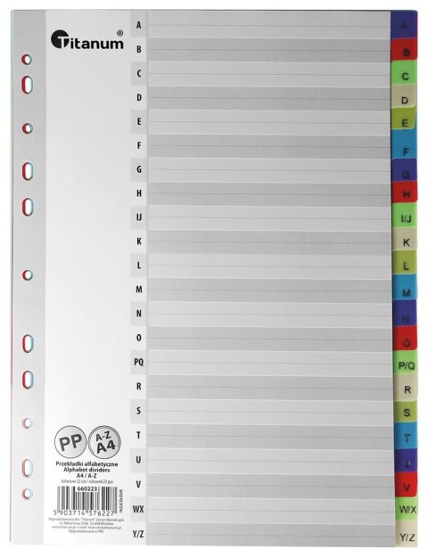 Przekładki do segregatora PP Titanum A4 20 kartek indeks numeryczny (IN20)