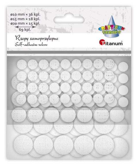 Rzepy Craft-Fun Series samoprzylepne białe 3 rozmiary 69 szt Titanum (5903714546992)