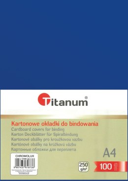 Karton do bindowania błyszczący - chromolux A4 niebieski 250g Titanum