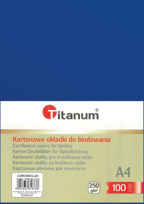 Karton do bindowania błyszczący - chromolux A4 niebieski 250g Titanum