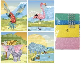 Mozaika Glitter Animals 4 wzory: papuga, flaming, słoń, hipopotam Fun&Joy (FJSR2201)