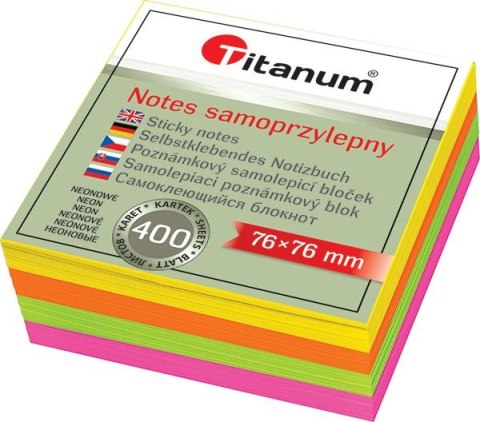 Notes samoprzylepny (karteczki) mix fluo 400k [mm:] 76x76 Titanum (YGSF-02)