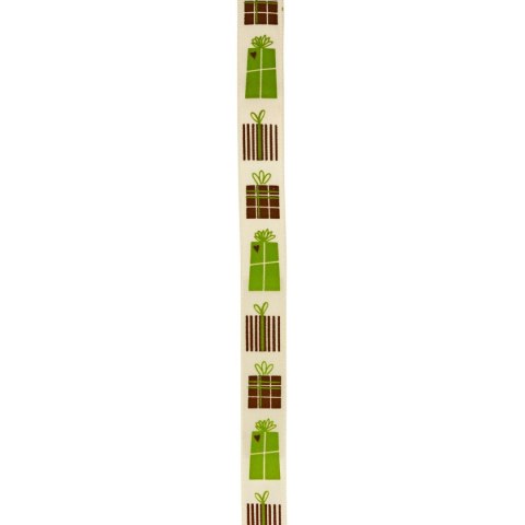 Wstążka Craft-Fun Series Xmas nadruk prezenty 15x3 [mm x m] ecru Titanum (363074)