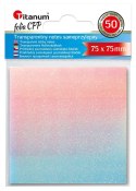 Notes samoprzylepny (karteczki) transparentne, z polipropylenu 75x75 mix 50k [mm:] 75x75 Titanum