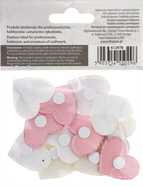 Ozdoba materiałowa Craft-Fun Series serca samoprzylepne Titanum (2324050-pink) Ozdoba materiałowa Craft-Fun Series serca samoprzylepne Titanum (2324050-pink)