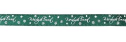 Wstążka Craft-Fun Series satynowa satynowa z nadrukiem Wesołych Świąt 12 zielony ciemny Titanum (12/25YGREEN)