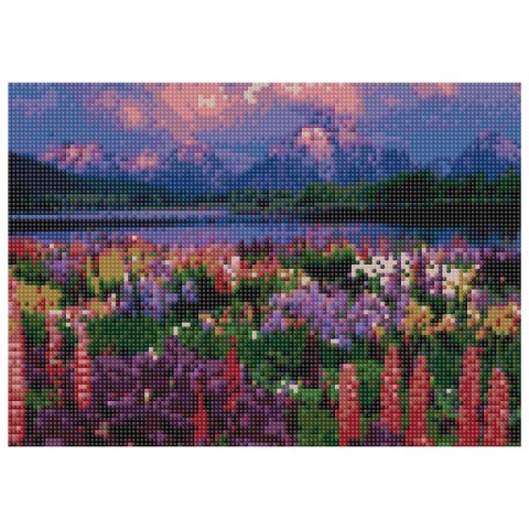 Zestaw kreatywny Diamentowa mozaika 30x40cm Pejzaż góry, rzeka i kwiecista łąka Flamingo Line (TGC70028) Zestaw kreatywny Diamentowa mozaika 30x40cm Pejzaż góry, rzeka i kwiecista łąka Flamingo Line (TGC70028)