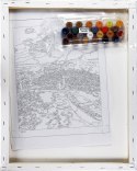 Zestaw kreatywny Malowanie po numerach 40x50cm Zachód słońca nad morzem, plaża z łodzią Flamingo Line (fys025)