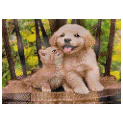 Zestaw kreatywny Diamentowa mozaika 30x40cm Pies i kot Flamingo Line (TGC71495)