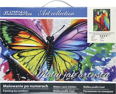 Zestaw kreatywny Malowanie po numerach 30x40cm Papugi Flamingo Line (FSY287) Zestaw kreatywny Malowanie po numerach 30x40cm Papugi Flamingo Line (FSY287)