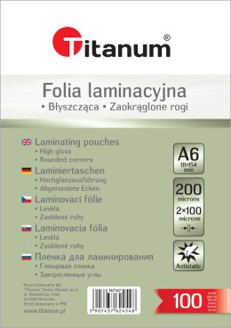 Folia do laminowania A6 przezroczysty 100mic. [mm:] 111x154 Titanum