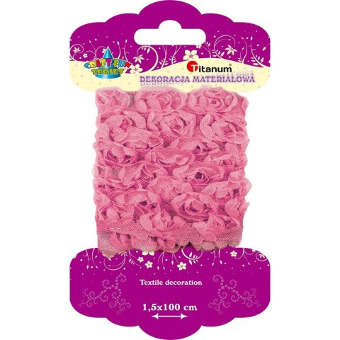 Ozdoba materiałowa Craft-Fun Series materiałowe róże na tiulowej tasiemce Titanum (D22) Ozdoba materiałowa Craft-Fun Series materiałowe róże na tiulowej tasiemce Titanum (D22)