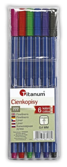 Cienkopis Fineliner mix 0,4mm 6kol. Titanum (777)