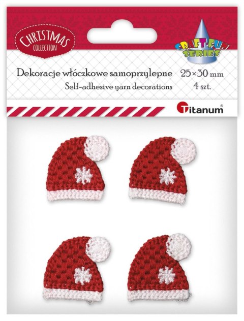 Ozdoba materiałowa Craft-Fun Series czapeczki 4 szt. Titanum (DIY-CH-MA-048) Ozdoba materiałowa Craft-Fun Series czapeczki 4 szt. Titanum (DIY-CH-MA-048)