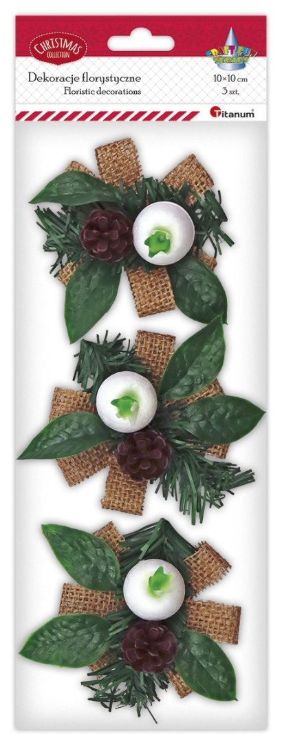 Ozdoba świąteczna Craft-Fun Series stroiki na jutowej wstążce Titanum (25YX0514-5)