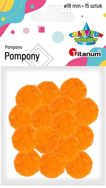 Pompony Craft-Fun Series pomarańczowe 15 szt Titanum