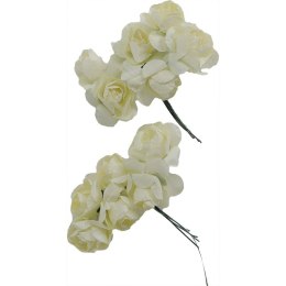 Ozdoba papierowa Craft-Fun Series Różyczki papierowe na druciku jasnokremowe Titanum (ZH-001)