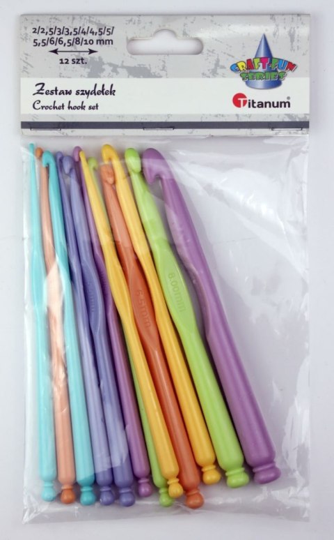 Zestaw do szydełkowania Craft-Fun Series szydełka plastikowe 12 rozmiarów Titanum (25JP0216)
